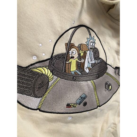 Rick And Mortuary Tan Embroidered Hood Men’s Sz Medium Nowt - Picture 3 of 16